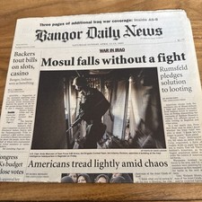 April 12 13 2003 Bangor Daily News Newspaper Maine Iraq War Mosul Great Northern picture
