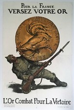 1915 Original French First World War Bond Drive Poster - Abel Faivre picture