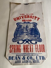 vtg 1900’s U Of M Library University Brand Dean & Co Ann Arbor Paper Flour Bag picture