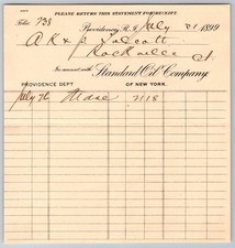 1899 Standard Oil Company Statement Providence RI picture