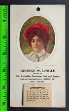 Antique 1911 George Lingle Fish Oysters Food Lebanon PA Hang Calendar picture