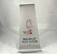 Vtg 50s Breakfast with Father Design Newspaper Holder Tabletop Stand Wife's Side picture