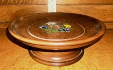 Vtg Jobin Swiss Musical Rotating Wood Candy Dish Hand Painted Floral Lazy Susan picture