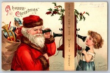 Vtg 1907 Ellen Clapsaddle SANTA TELEPHONE Christmas Postcard Int'l Art Pub Co picture