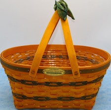 Longaberger 1996 Traditions Community Basket, Protector, and Plaid Bow picture