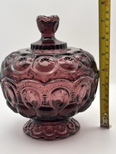 Weishar Moon and Star Amethyst Purple Medium Lidded Compote Candy Dish picture