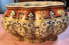 Amita~Chinese Export Porcelain Oval Flower Planter/ Pot/ Vase Antique RARE picture