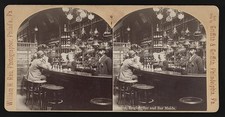 Photo:London England c1893 Bar and Barmaids Stereoview Pub Interior picture