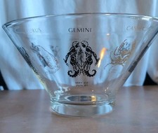 Vtg. Mid Century Zodiac Glass Bowl/ Salad. Black Gold, Entertaining  RARE picture