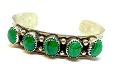 VINTAGE MILTON TSOSIE STERLING & MALICHITI  NAVAJO INDIAN BRACELET picture