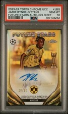 2023-24 Topps Chrome Jamie Bynoe-Gittens Auto Gold /50 PSA 10 Dortmund POP 1 picture