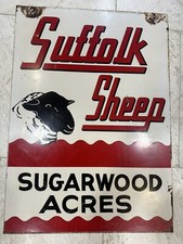 Vintage 1940’s SUFFOLK SHEEP Painted Metal Sign Merino Hampshire Original 20x28” picture