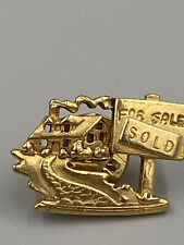 Vintage AJC SOLD House For Sale Real Estate Sign Realtor Gold Colored Lapel Pin picture