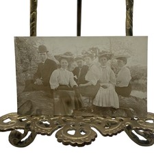 Vintage 1907 Group On Log Hats RPPC Real Photo Postcard Newark DE Posted 3.5x5.5 picture