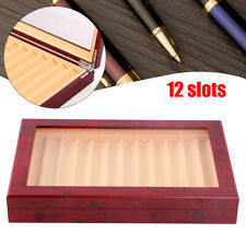 12 Slots Wood Fountain Pen Display Case Holder Storage Collector Box Organizer picture