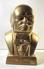 Vintage Solid Cast Brass Winston Churchill Bust 4.5 lb Heavyweight Historical 5
