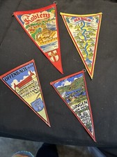 Vintage Lot of 4 German Souvenir Pennants Offenbach Bingen Koblenz Rhine 10