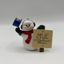 Vintage Hallmark Keepsake Ornament Dated 1999 Millennium Snowman Handcrafted picture