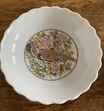 Set of 2 Matching Footed Porcelain Trinket Dishes Japan Pheasants Gold Trim picture