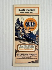 Vintage 20s-30s Gulf Refining Map, Roads Leading Into Cook Forest, PA, OH, NY picture
