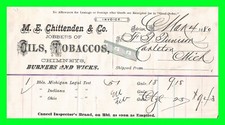 1880 Adrian MI M.E. Chittenen & Co. Oils Tobaccos Burners Wicks Letter Head Bill picture