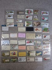 52 Antique Victorian Calling Business Card Lot Trade Cut Out Ephemera Christmas picture