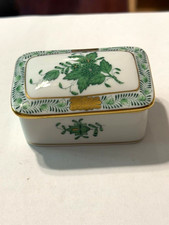Herend Hungary Green Floral Lidded Porcelain Box 1976 Robert Horton Estate picture