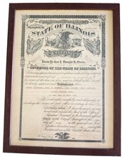 1948 Illinois National Guard Commission signed Governor Dwight H. Green Framed picture