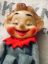 Vintage Elf Figurine Felt Outfit Red Mittens Made in Japan Christmas Decor picture
