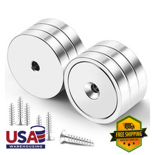 Neodymium Cup Magnet Heavy Duty 150 LBS Holding Power 6 Pack Steel Shell Strong picture