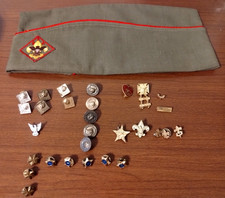 Vintage Cub/Boy Scouts 30 Pc Lot-Sterling Eagle, Pins, Badges, Insignia and Hat picture