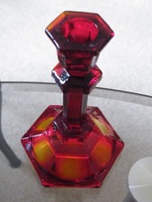 Vintage Ruby Red Amberina Glass Candlestick Holder Room Decor 5-5/8