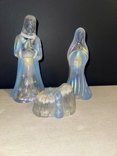 Fenton Iridescent Holy Family Mary Joseph Baby Jesus Nativity 3 Piece Set picture