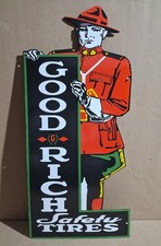 Goodrich Safety Tires Porcelain Enamel Sign 33 x 15 Inches 1 Sided picture