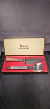Vtg Burnco Hostess Set Mid Century Modern Stainless Steel Wood Handles Japan... picture