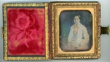 Pretty Young Woman in Full Mother of Pearl Case BIJOU (1/6 Plate Daguerreotype) picture