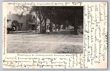 Antique 1906 Washington St Norwood Mass Postcard Horse Carriage Main Street MA picture
