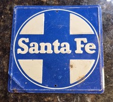 Vintage 1950’s Post Cereal Premium Santa Fe  Mini Railroad Tin Sign H.O.  picture