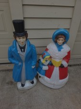 Vintage Empire Dickens Couple Christmas Carolers Blow Mold Set picture