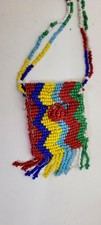 Vintage Native-Style Beaded Necklace Pouch – Multicolor Seed Beads Handmade Bag picture