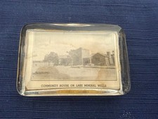 Vtg Community House on Lake Mineral Wells Texas Woodwards Glass Paperweight picture
