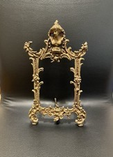 Antique Rococo Style Metal Easel Picture Frame Woman’s Bust Ornate Leaf Motif picture
