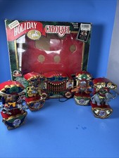 1994 Mr. Christmas Holiday Carousel Music & Lights Animated Circus Animals-Works picture