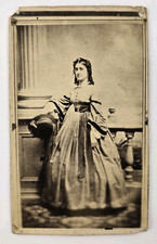 Antique CDV Photo Tax Stamp Pretty Victorian Woman Hat Rhodes Gouverneur NY picture