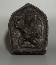 Real Tibet 1700s Old Painted Clay Tsa Tsa Buddha Statue Vajrapani Chakna Dorje picture