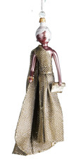 New De Carlini Neiman Marcus Lady with Gold Dress Christmas Ornament picture
