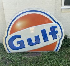 VTG Large Scale Rare Moon Gulf Gas Station 59x84” Sign  picture