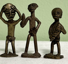 3 Vintage/Antique  Ashanti Akan Gold Weight Brass Ghana African Tribal Figurine picture