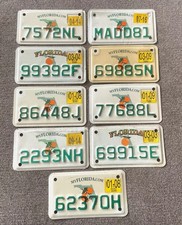 RARE LOT OF 9 VINTAGE FLORIDA MOTORCYCLE LICENSE PLATE PLATES ORIGINAL NICE  picture