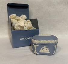 Wedgwood Blue Jasperware Trinket Bean Box England w/box & pamphlet picture